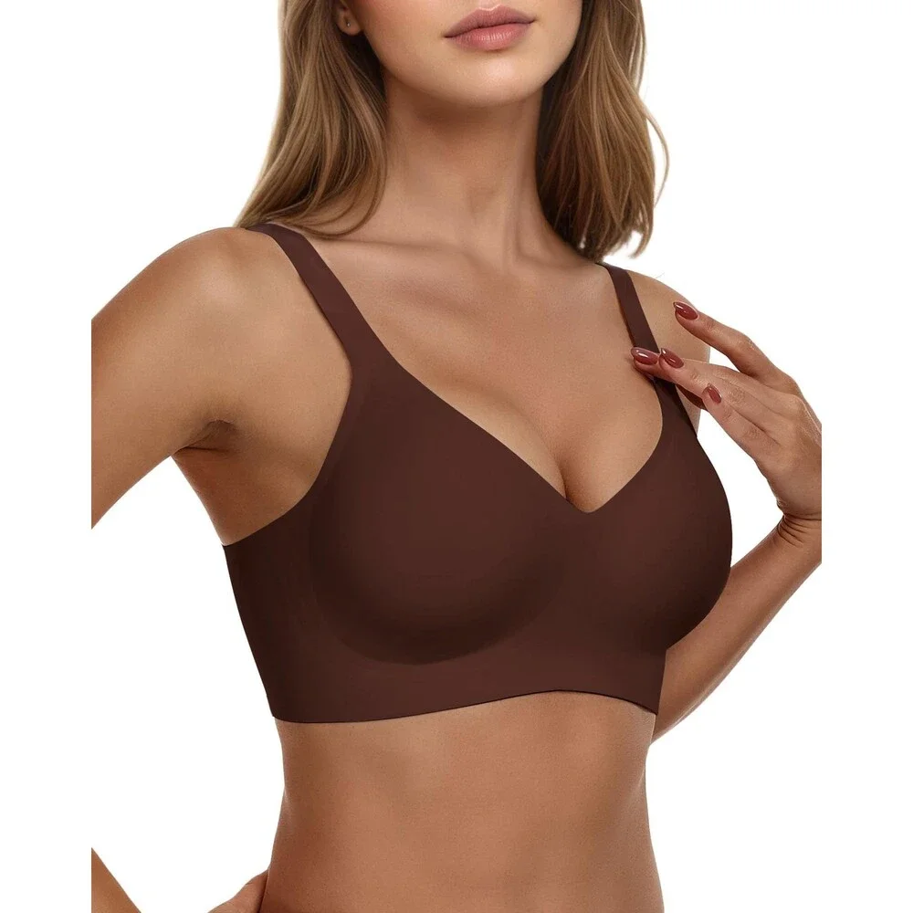 As Women's Fairy Seamless Wireless Push Up Comfort Bras V Neck Back 32DD